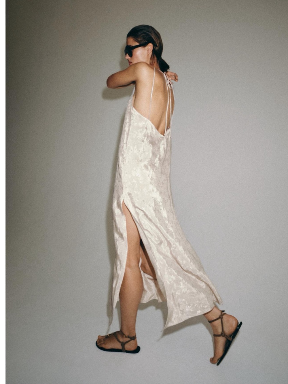 ZW Collection Embroidered Jacquard Pearl Gray Dress - Picture 6 of 10